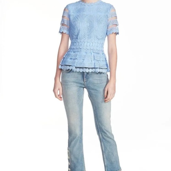 MAJE
Loseray Embroidered-lace Top In Blue Size 2 - Picture 6 of 16